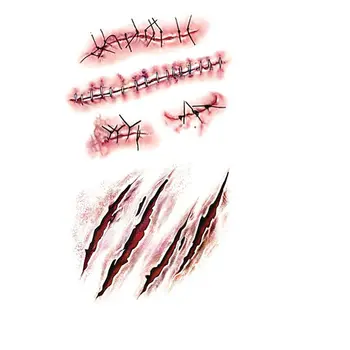 

5 pcs/set Halloween Zombie Scars Tattoos With Fake Scab Blood Special Costume Makeup Halloween Decoration