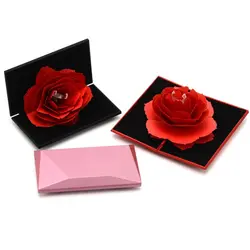 Новый складной цветок кольцо коробка вращающаяся Роза кольцо коробка Свадьба День рождения День Святого Валентина коробки для показа