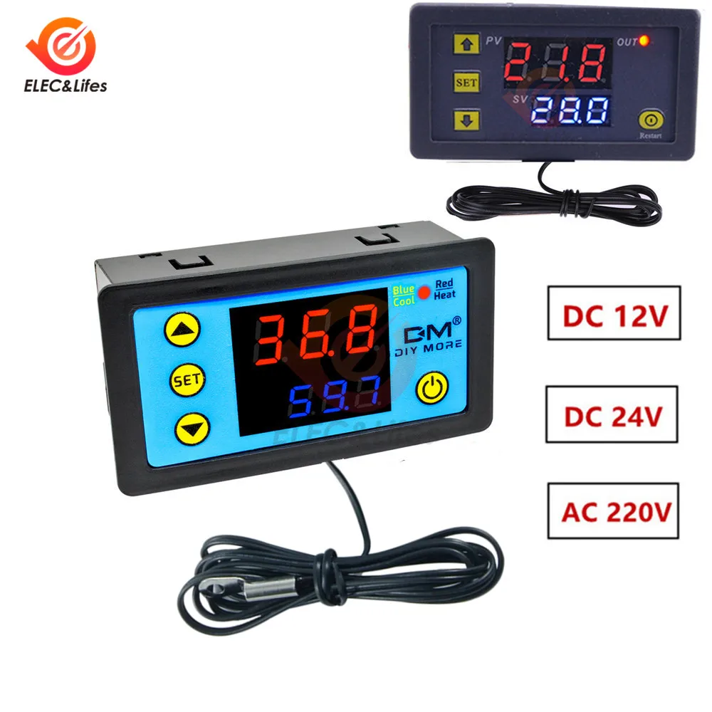 Digital Thermostat Temperature Controller Red And Blue Display DC 12V-220V W3230 Digital Thermostat Temperature Controller Red And Blue Display DC 12V-220V W3230