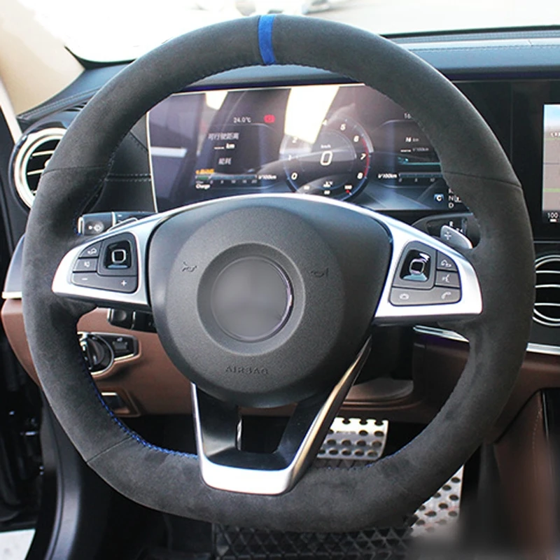 style 4 Черная Алькантара крышка рулевого колеса для Mercedes-Benz C200 C250 C300 Sport CLA220 B250 B260 A200 A250 - Название цвета: style 4