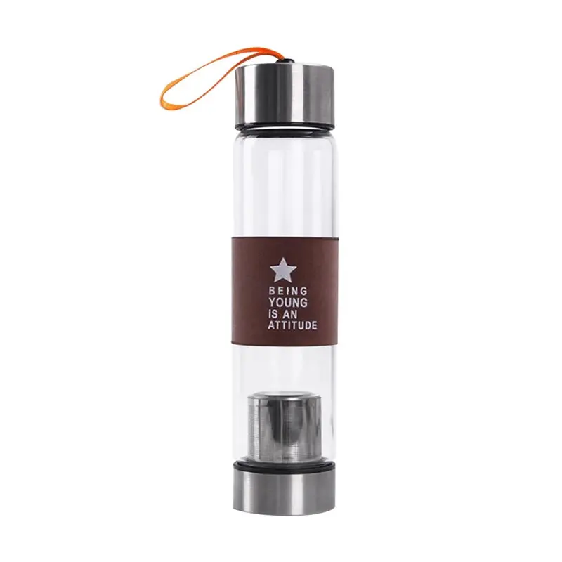 450 мл бутылка для воды с чайным ситечком переносная петля Спорт на открытом воздухе напиток протеиновый шейкер портативный большой емкости посуда для напитков - Цвет: Coffee