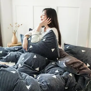 

Flannel Duvet Cover Set Quilt Cover Set with Sheet and Pillow Cover for Winter Home Decoration
