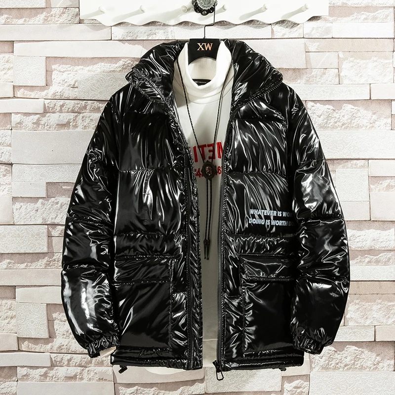 

Winter Bright Jacket Men's Warm Thick Parka Men Fashion Solid Color Casual Down Jacket Man Windproof Coat Male Outwear Clothes