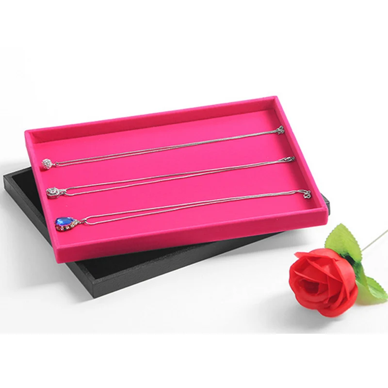 Black/Rose red Small Jewellery Necklace tray Jewelry Organizer Earrings Rings BraceletS Flat Empty Plate Jewelry Display Stand wholesale flat and rings holder tray jewelry display jewellery organizer women earrings gift box various material color options