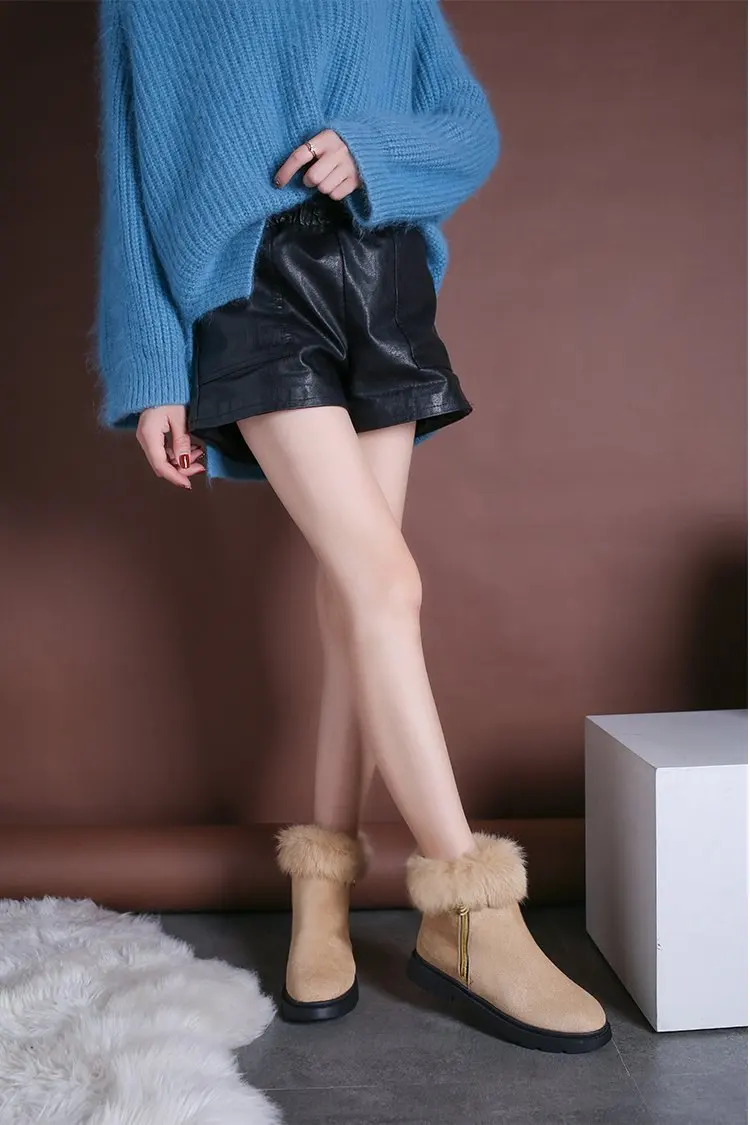 Botas mujer invierno/ г. Однотонные замшевые зимние теплые женские ботинки с круглыми носками женские модные ботильоны женская обувь 35-40