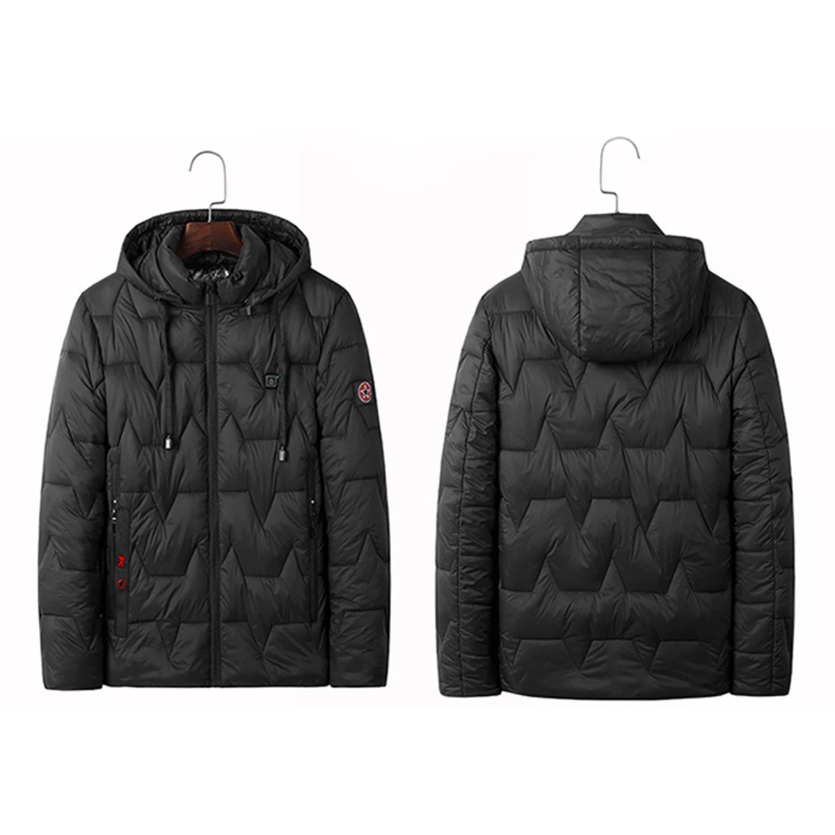 USB пальто с электрическим подогревом куртка 8 часов нагрева с капюшоном куртка с длинными рукавами зимняя теплая одежда термостат с капюшоном водонепроницаемый - Цвет: Черный
