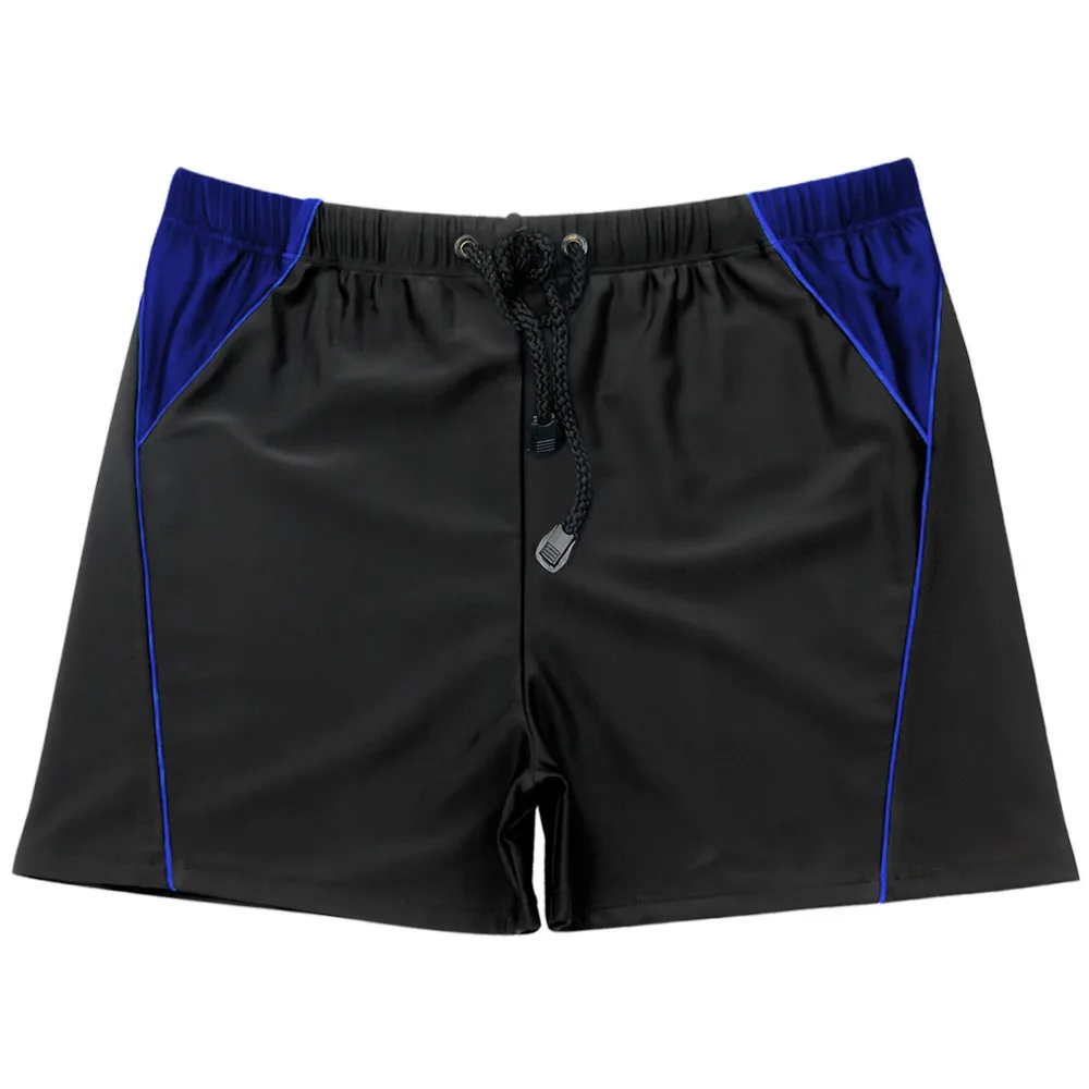 Large size men's plus fat nylon solid color swimming trunks high waist