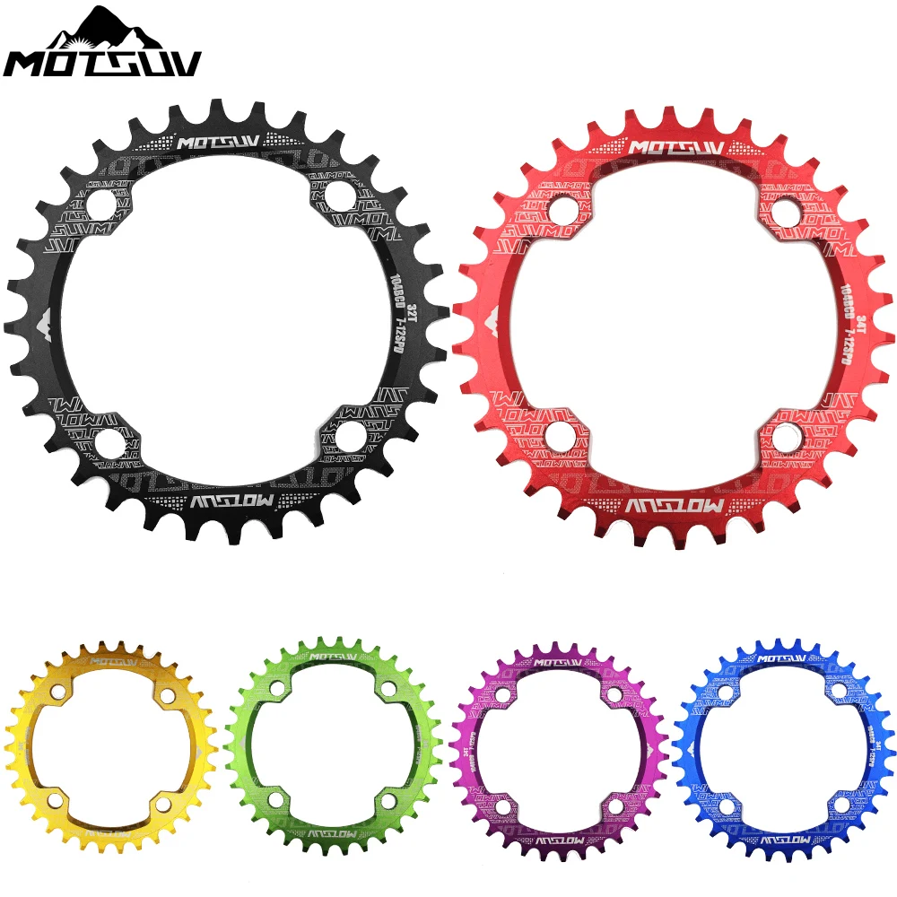 Bicycle Crank 104BCD Round Shape Narrow Wide 32T/34T/36T/38T MTB Chainring Bicycle Chainwheel Bike Circle Crankset Single Plate