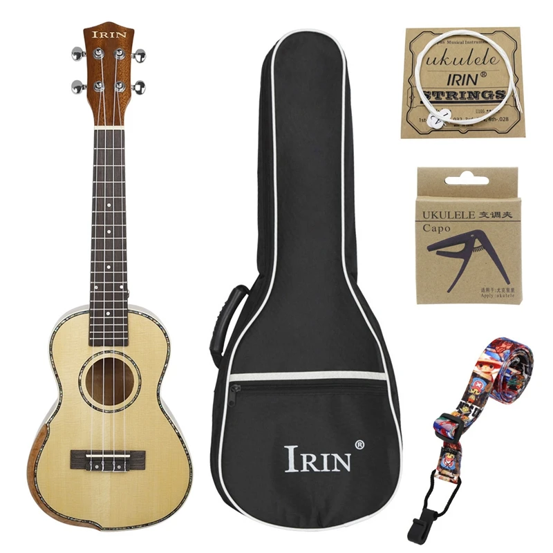 

IRIN Concert Ukulele Kit 23 Inch Spruce Wood Acoustic Ukelele Engineered Wood Fingerboard Neck Hawaii 4 String Guitarra