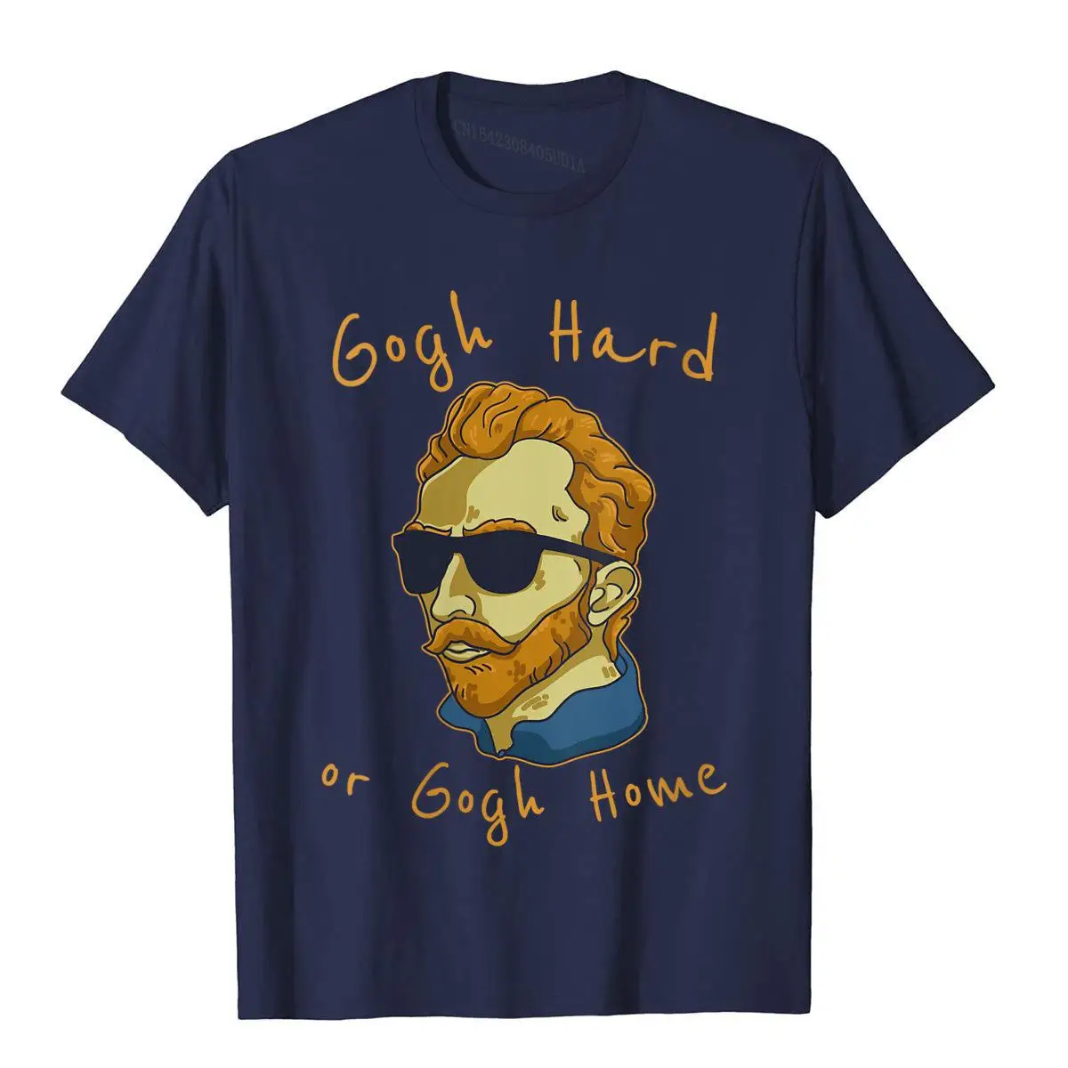 Womens Vincent Van Gogh Hard Or Go Home Artist Humor Pun V-Neck T-Shirt__B11539navy