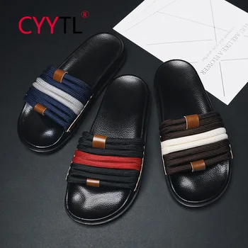 

CYYTL Home Slippers Men Casual Braid Shoes Summer Bathroom Indoor Male Slides Soft Flip Flops Non-slip Chanclas Hombre Pantuflas