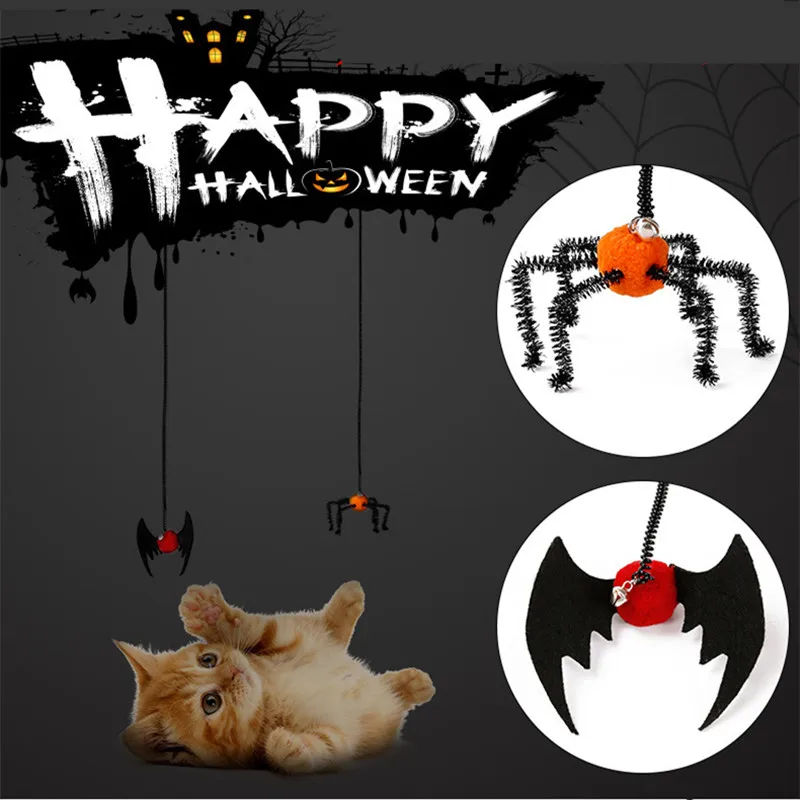Spider Toys Halloween Prank Props Small Size funny Decorations Cat Toy Pet Ball Bell 23 AugZ8 | Дом и сад