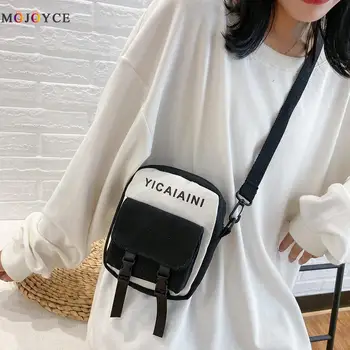 

Casual Hit Color Canvas Shoulder Bag For Women 2020 Female Letters Design Zip Crossbody Handbag Popular Simple Women Bag