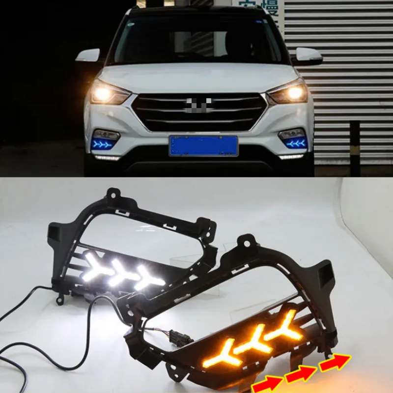 2 шт. DRL Светодиодный дневной светильник колпак противотуманных фар LED с желтым