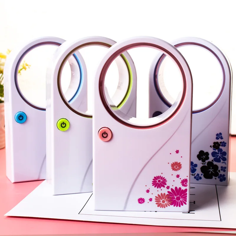 

Bladeless Fan Wholesale Refrigeration USB Battery Dual Purpose Small Electric Fan Mini Leafless Small Floral Desktop Air Conditi