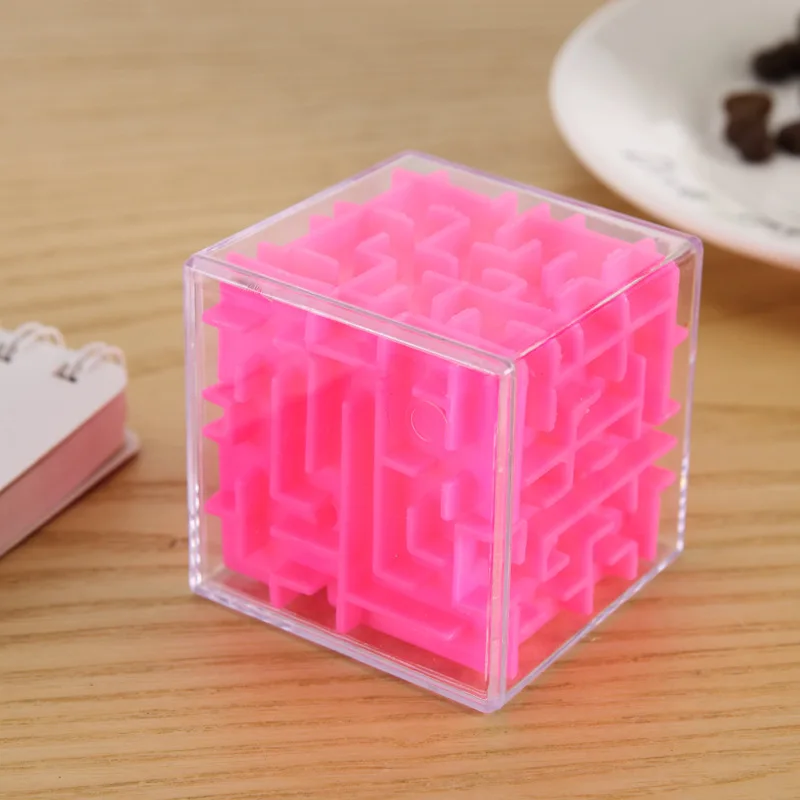 TOBEFU 3D лабиринт волшебный куб прозрачный шестигранный головоломка скоростной куб катящийся мяч игра кубики лабиринт игрушки для детей развивающие - Цвет: Розовый