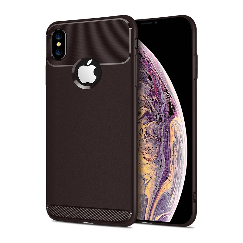 Чехол для Телефона iPhone 6 7 8 6S Plus X роскошный мягкий ТПУ из углеродного волокна XR XS Max