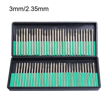 

30PCS 2.35/3mm Diamond Grinding Burr Needle Point Engraving Carving Polishing Glass Jade Stone Drill Bit Rotary Tool Set