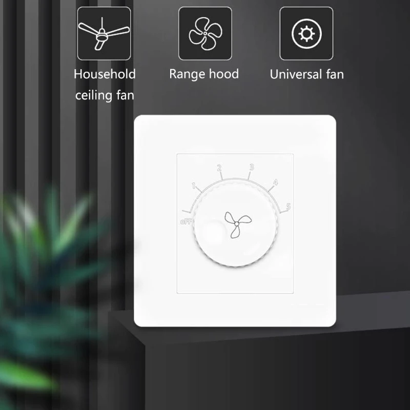 Universal Surface Mounted Ceiling Fan Speed Controller Five-speed Electric Switch Square