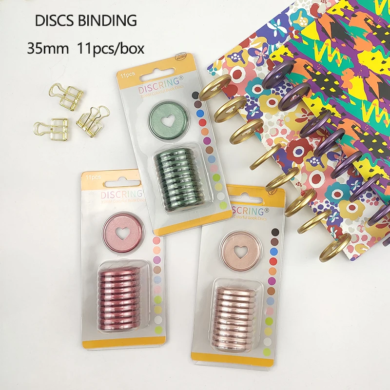 11pcs/box 35mm Mushroom Hole Binder Rings Binding Discs Notebook Rings DIY 360 Degree Foldable Binder Discs School Accessories