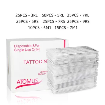

200PCS Assorted Tattoo Needles Disposable Sterilized Permanent Makeup Microblading Round Liner Needles for Tattoo Machine Gun