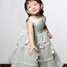 Лидер продаж года, Новое Стильное торжественное платье из органзы для девочек, милое платье Свадебные Пышные Платья с цветочным узором для девочек