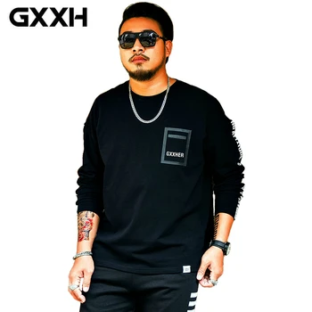 

GXXH Brand Men T Shirt Autumn Long Sleeve Letter Printed Mens T-shirt Plus Size Fat Guy Male Clothes Big Tall 3xl 5xl 6xl 7xl