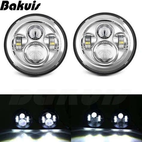 2X7 дюймов круглый светодиодный прожектор для Jeep Wrangler JK TJ LJ lada niva 4x4 suzuki samurai Hummer H1 H2 - Цвет: Chrome
