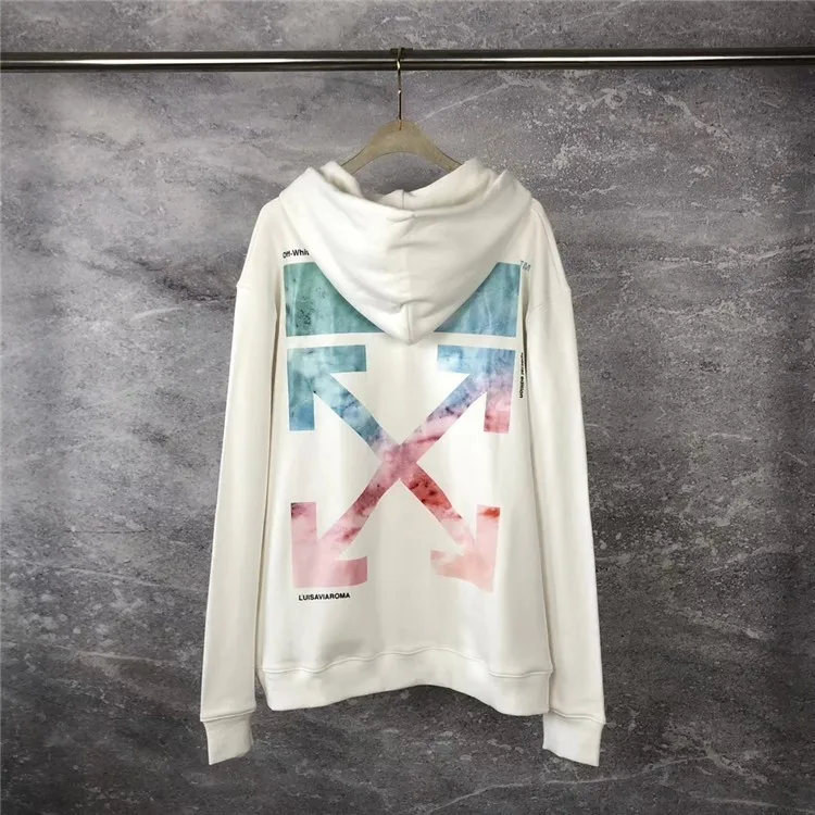 Off-white ограниченная розовая Синяя толстовка с капюшоном с изображением акварели