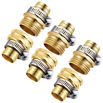 

3 Sets 3/4 Inch Brass Garden Hose Repair Kit Mender End Water Hose End Mender Female and Male Hose Connector