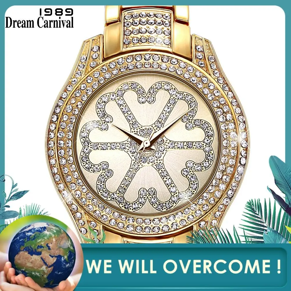 

Dreamcarnival 1989 New Arrive Quartz Watch for Women Blink Crystal Shinning Luxury Gift Big Clock Saudi Dubai Hot Selling A8266