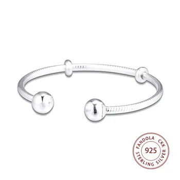 

100% 925 Sterling Silver Bracelet femme Moments Snake Chain Style Open Cuff Bangles Bracelets for Women Fashion Jewelry Pulseira