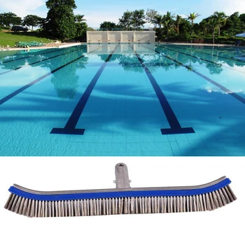 

18" Pool Brush Swimming Pool Cleaning Head Brush Stainless Steel Pool Algae Brush for Concrete and Gunite Pools Cleaning Tools