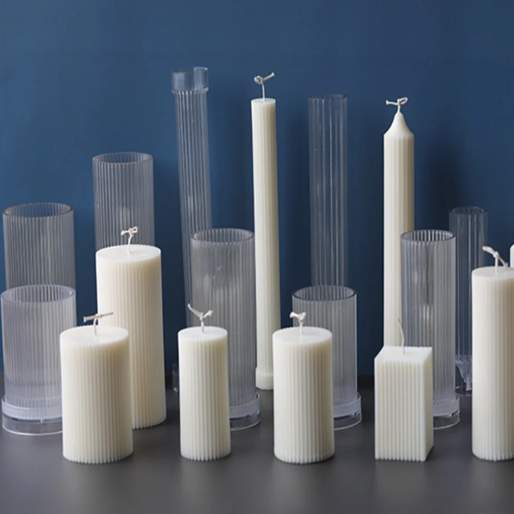 Long Stripe Acrylic Pillar Roman Column Candle Molds Plastic Cylinder Rib Making Kit Mould DIY Bougie Handmade Supplies | Дом и сад