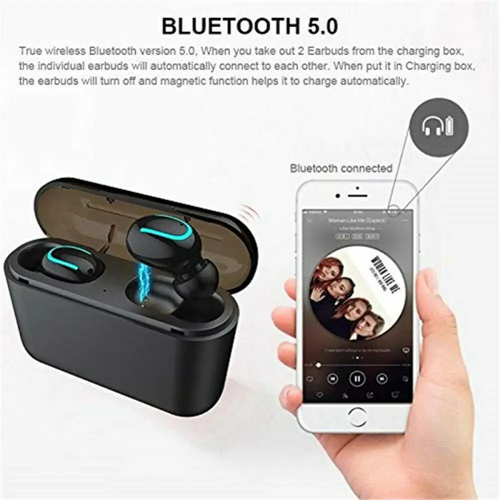 

SPEKTATA TWS Bluetooth 5.0 Earphones Ture Wireless Earphone Handsfree Sports Earbuds Gaming Headset