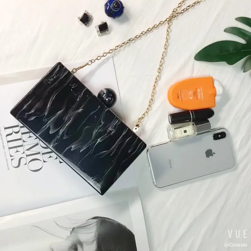 Black D Новые модные мраморные акриловые сумки, винтажные женские сумки-мессенджеры, черные, белые, с рисунком чернил, вечерние клатчи, вечерние сумочки для выпускного - Цвет: Black D
