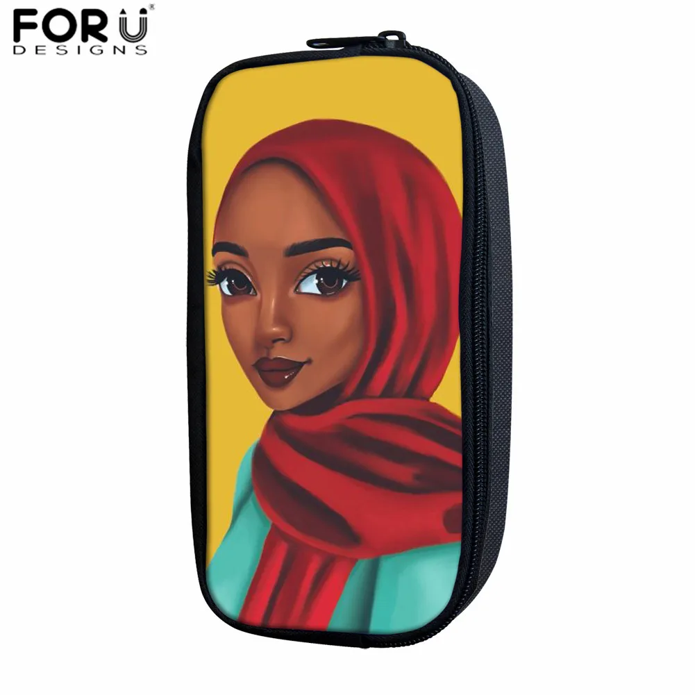 FORUDESIGNS/африканская женская сумка для макияжа для женщин-подростков, сумка-карандаш, классная черная, с принтом королевы, школьные принадлежности для девочек - Цвет: Z5113K