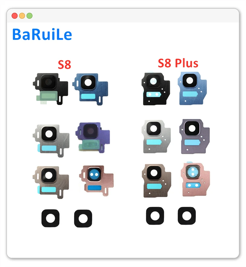 BaRuiLe 10set For Samsung Galaxy S8 G950F Back Rear Camera Lens Ring Cover Part + frame Bezel Adhesive Stricker plus G955F | Мобильные