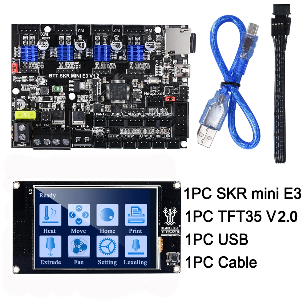 BIGTREETECH SKR mini E3 32 бит плата управления+ TFT35 V2.0 с TMC2209 UART драйвер vs Cheetah V1.2b SKR E3 DIP для Creality Ender 3