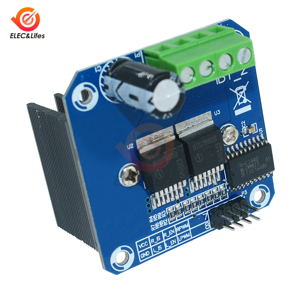 Двойной BTS7960 B BTS7960B 43A h-мост высокой мощности драйвер двигателя плата модуля для Arduino MCU умный автомобиль робот текущий диагностический