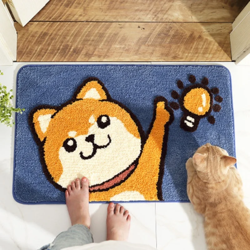 

Cartoon Mat Flocking Bathroom Non Slip Mat Soft Household Bedroom Doormat Absorbent Quick Drying Floor Mat Machine Washable