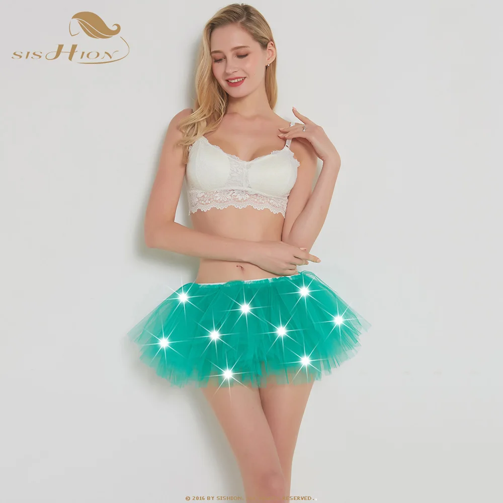 SISHION 2019 Новая женская Тюлевая юбка-пачка QY0343 Сексуальная мини-юбка-американка для взрослых пряжа светодиодная балетная юбка 5 слоев