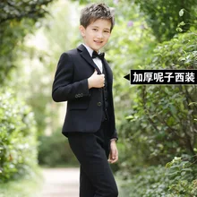 Костюм с блейзером для мальчиков, детские костюмы для мальчиков на свадьбу, куртка+ блузка+ галстук+ штаны, 4 шт./компл., Детский костюм, Garcon, свадебная одежда