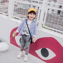 Детские джинсы, весенняя одежда в Корейском стиле для мальчиков, брюки, детские моющиеся штаны для маленьких детей, свободные штаны с завязками на лодыжках, 2