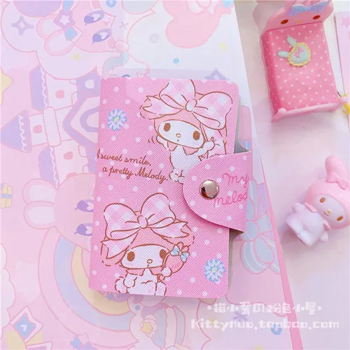 1 шт. прекрасный мультфильм Мелодия Cinnamoroll кредитный держатель для карт для женщин дорожные карты Кошелек из искусственной кожи Пряжка Бизнес ID держатель для карт s - Цвет: melody