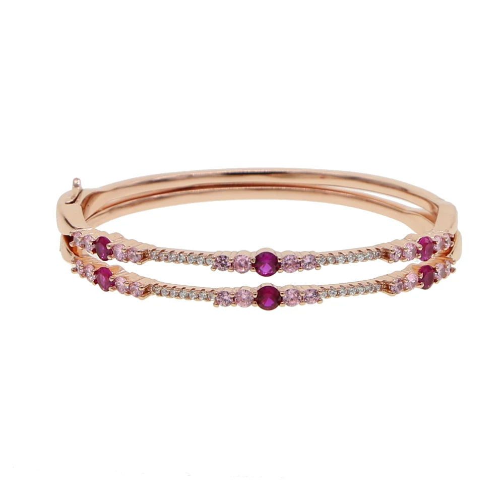 Розовое золото цвет с красным CZ браслет для женщин ободок набор Багет Цвет кубический цирконий Мода Великолепная леди cz ювелирные изделия