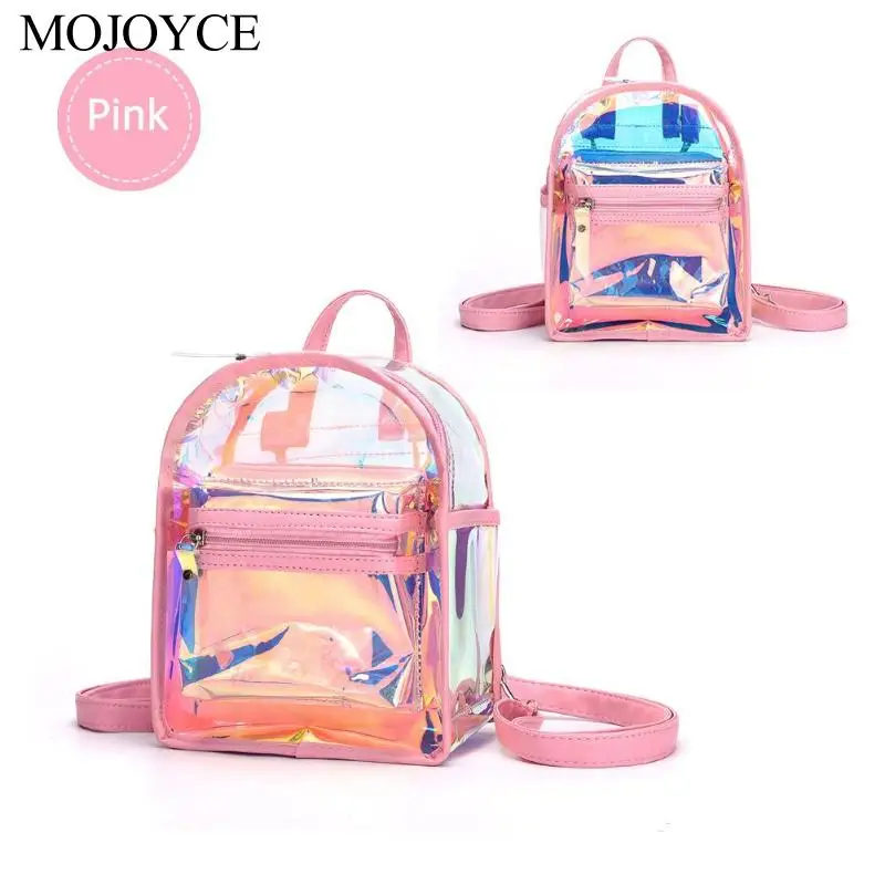 

2pcs/set Fashion Backpack Summer Girls Clear Rucksack Personality Lovely Cute Knapsack Satchel Schoolbag Laser Daypack Silver