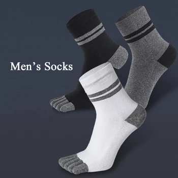 

1 Pair New Men's Socks Cotton Five-Finger Socks Autumn Winter Anti-slip Breathable Sports Toe Socks Middle Tube Socks for Boys