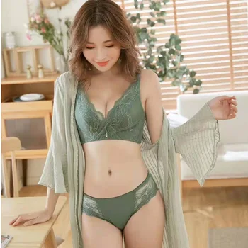 

Lace Bra and Panty Sets Sexy Push Up Bra Set Cotton Bra Underwear Women Lingerie Set Seamless Bralette Wire Free Bras 6 Colors