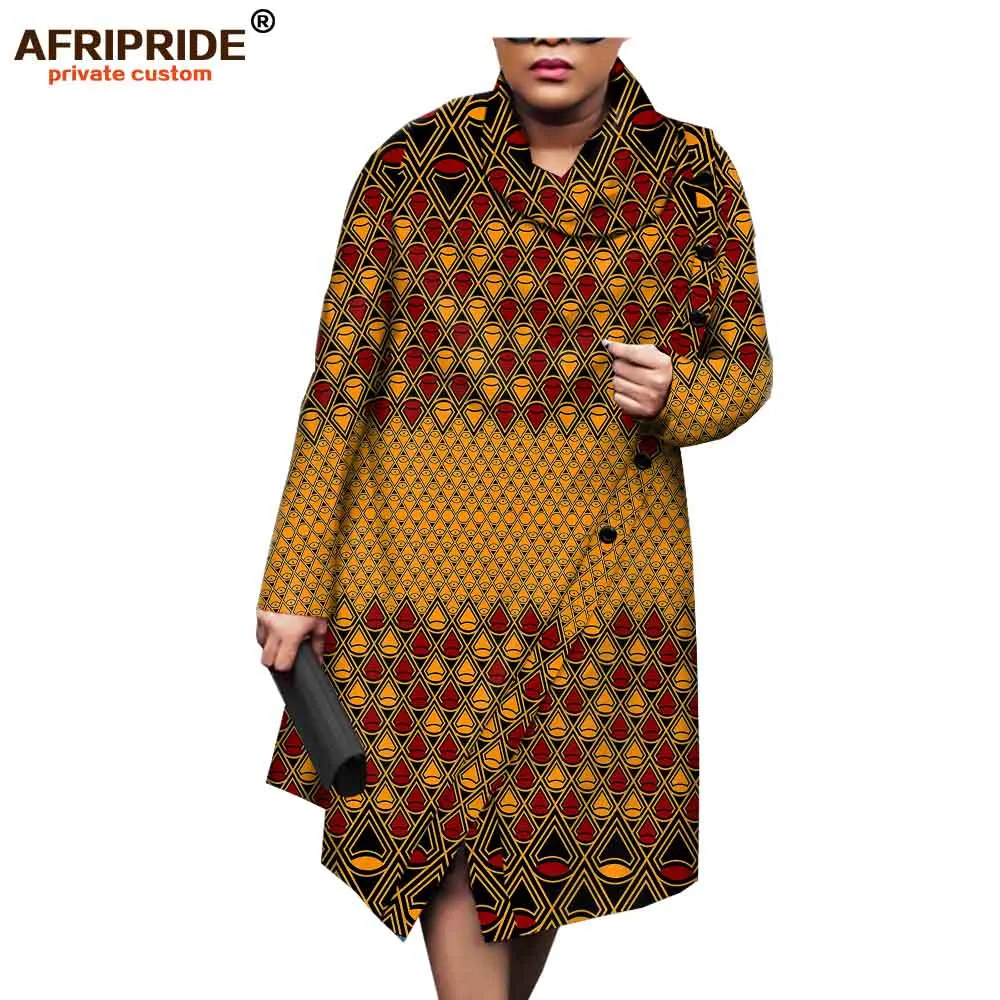 Afripride приталенная африканская куртка с принтом для женщин, длинные рукава, длина до колена, шаль, воротник, женское хлопковое пальто с пуговицами A1924007 - Цвет: 510J